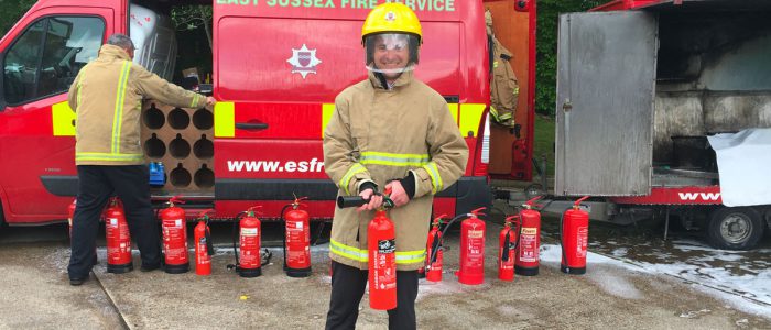 Bob Schulz as fireman at our fire training day